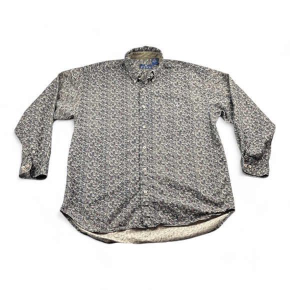 Vintage Enro Shirt Adult LARGE Brown Black Paisley 90s Psychedelic Long Sleeve - Picture 1 of 9